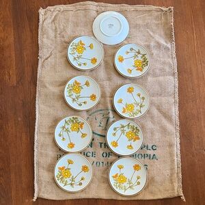 Unique Vintage Floral Dinnerware Set - Yellow and Orange